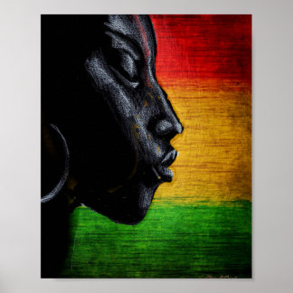 Black Woman Art wtih Afrocentric Colours Poster