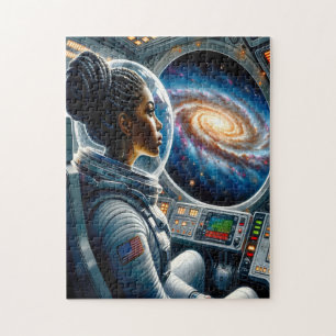 Black Woman Astronaut in Space Jigsaw Puzzle