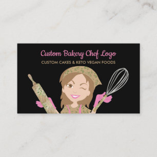 Black Woman Bakery Chef Rustic Homemade Business Card