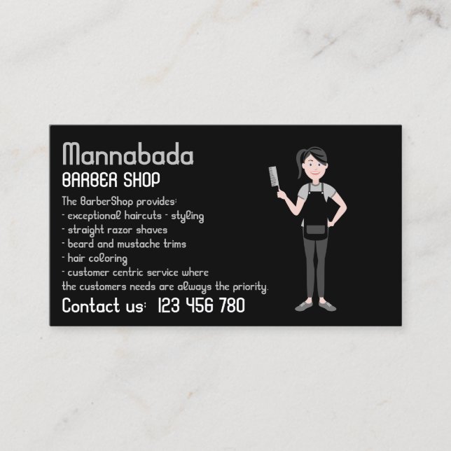 Black Woman Barber Hair Salon for kids Business Card (Front)
