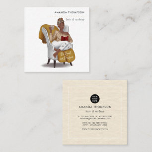Black Woman Beauty Fashion Square Business Card
