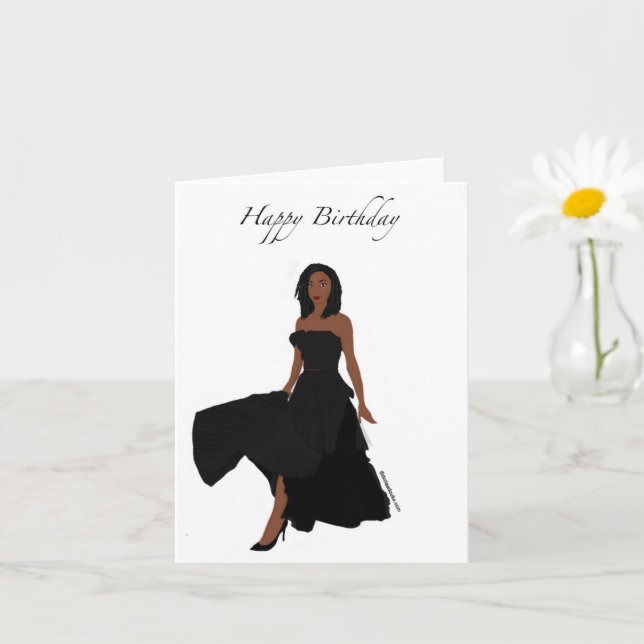 Black Woman Birthday Card (Small Plant)