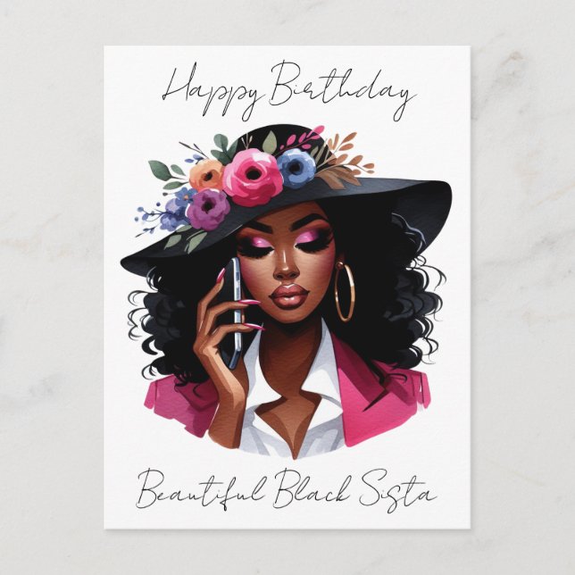 Black woman birthday card (Front)