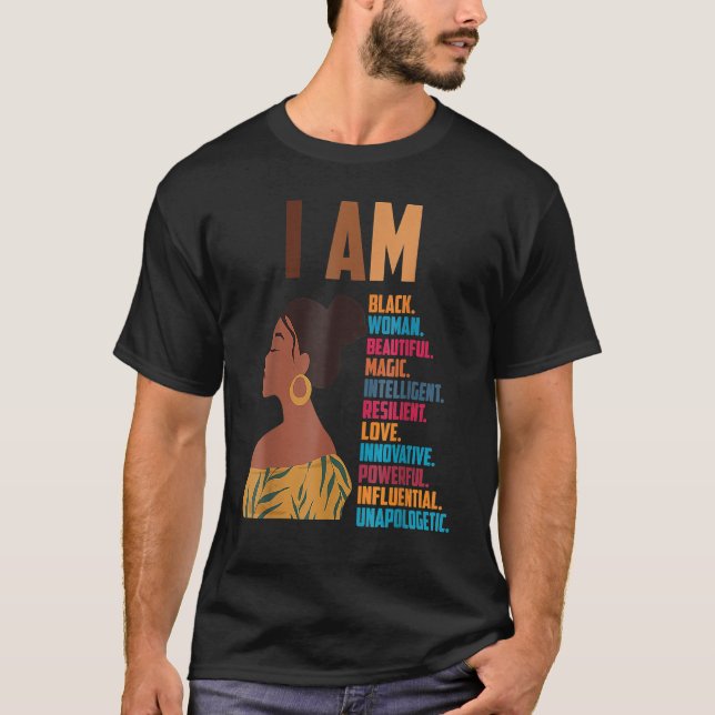 Black Woman Black History Month African American H T-Shirt (Front)