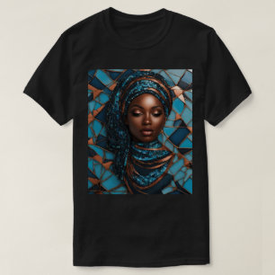 Black Woman Blue Copper Mosaic T-Shirt