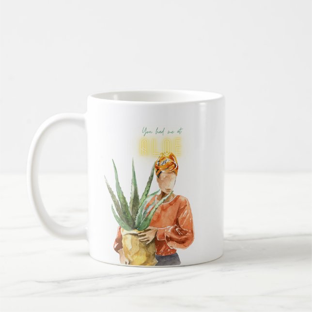 Black Woman Botanical Watercolor Houseplant Lover Coffee Mug (Left)