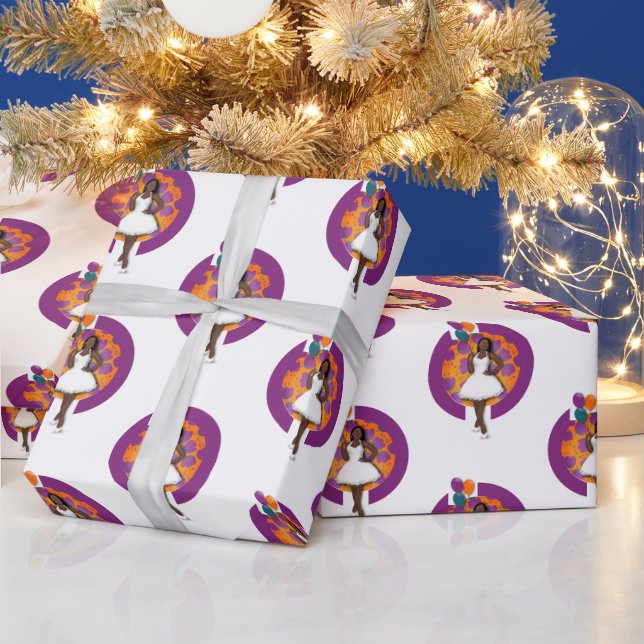 Black Woman Bridal Shower Balloons & Flowers  Wrapping Paper (Holidays)