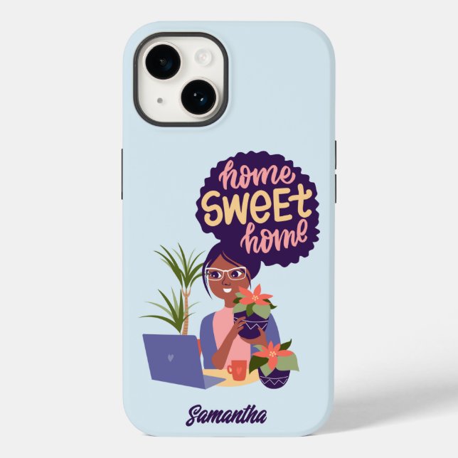 Black Woman Crazy Plant Lady, Home Sweet Home Case-Mate iPhone Case (Back)