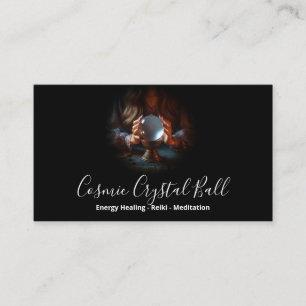 Black Woman Crystal ball Energy Reiki Meditation Business Card