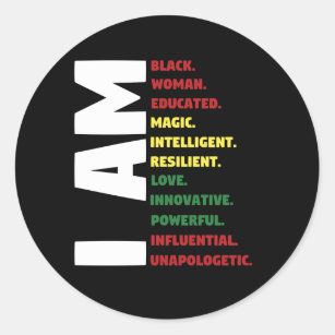 Black Woman Educated Intelligent Powerful Classic Round Sticker