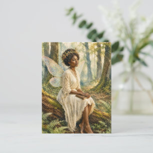 Black Woman Forest fairy watercolors painting Postcard