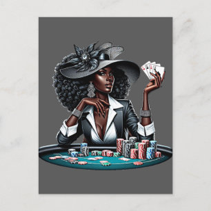 Black woman Gambling Casino Cards Poker Chips Art