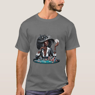 Black woman Gambling Casino Cards Poker Chips Art T-Shirt
