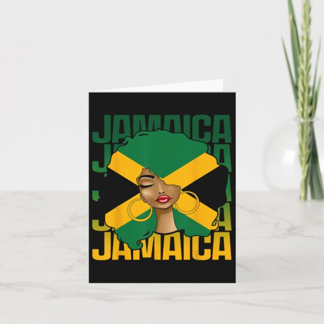 Black Woman Girl Happy Independence Day Jamaica  Card (Front)