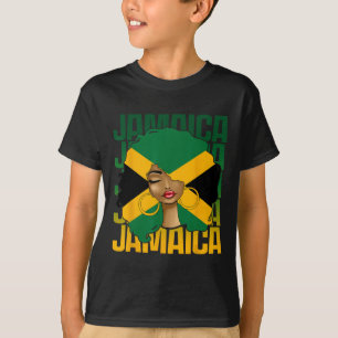 Black Woman Girl Happy Independence Day Jamaica T-Shirt