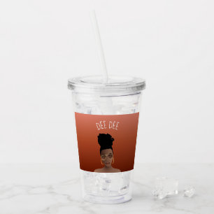Black Woman, Gold Shades & High Bun, Copper Brown Acrylic Tumbler