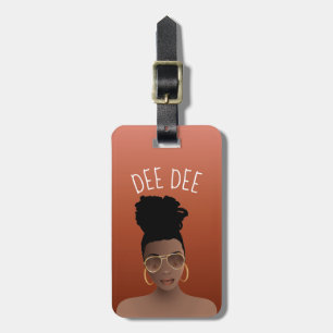 Black Woman, Gold Shades & High Bun, Copper Brown Luggage Tag