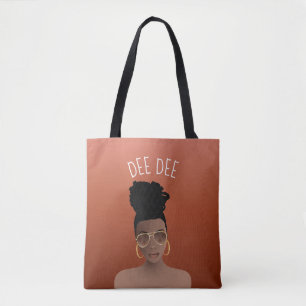 Black Woman, Gold Shades & High Bun,  Copper Brown Tote Bag