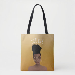 Black Woman, Gold Shades & High Bun, Yellow Gold Tote Bag