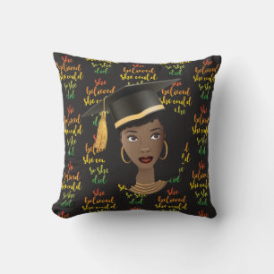 Black Woman Graduation Cap, She Believed She Could Cushion