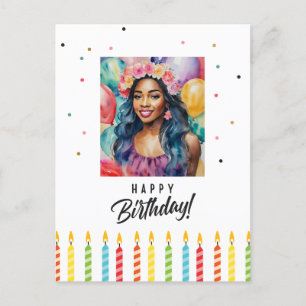 Black Woman Happy Birthday Multicolor Postcard