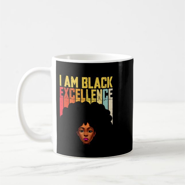 Black Woman I Am Black Excellence African American Coffee Mug (Left)