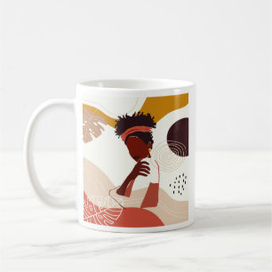 Black Woman Illustration Art, Portrait Print Coffee Mug