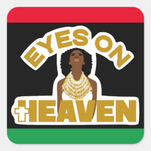 Black Woman Looking Up to Heaven African Heritage Square Sticker