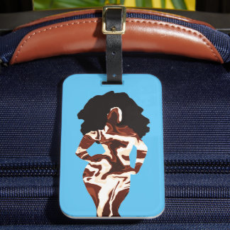 Black Woman Luggage Tag with Bold Graphic