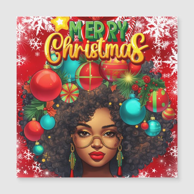 Black Woman Melanin Christmas Afro Natural Queen (Front)