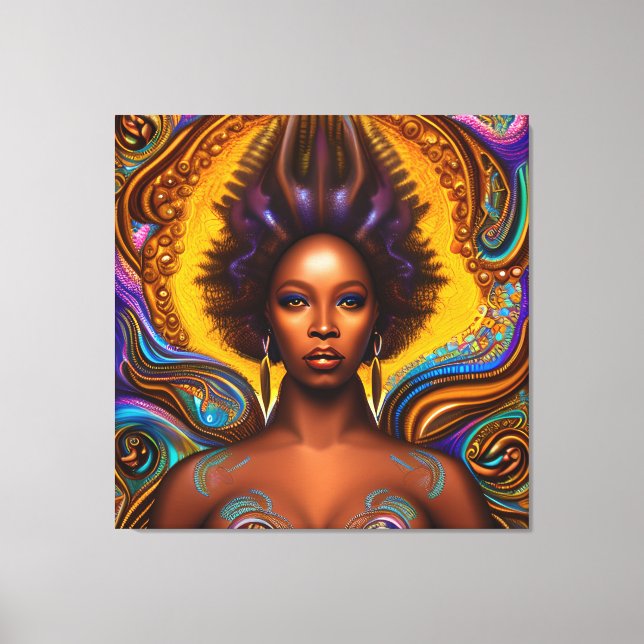 Black Woman Melanin Queen Brown Skin Girls Mermaid Canvas Print (Front)