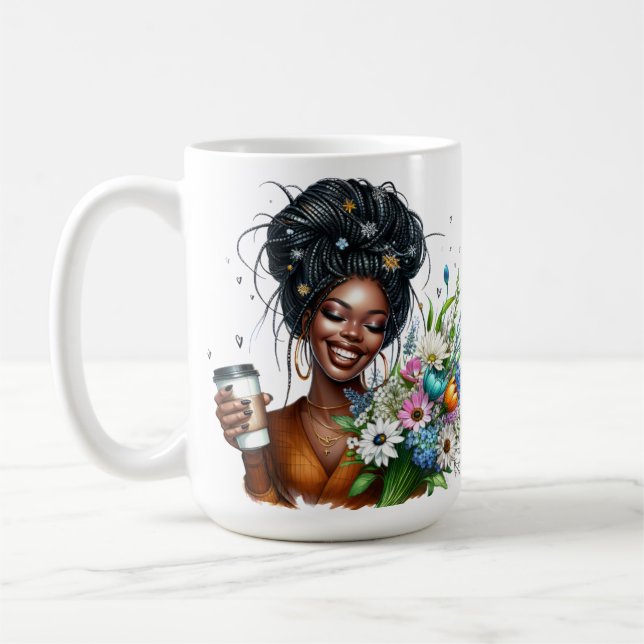 Black woman melanin sista African American women Coffee Mug (Left)