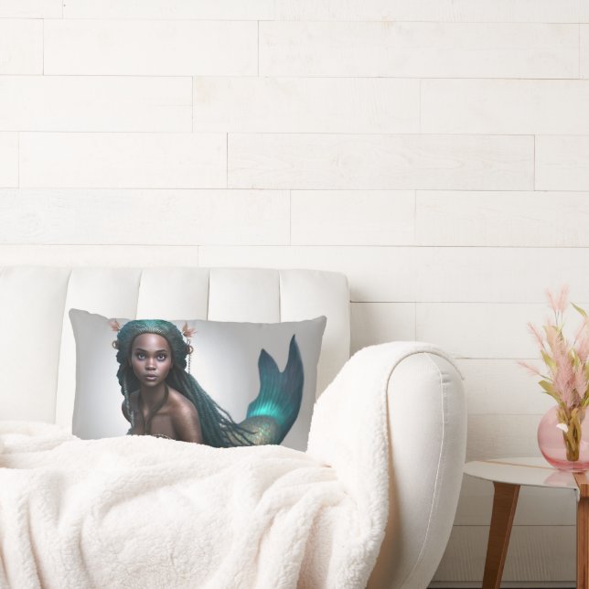BLACK WOMAN MERMAID WITH DREADS PILLOW (Couch)