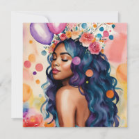 Black Woman Multicolor Party Art