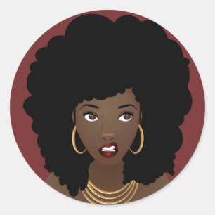 Black Woman, Natural Hair, Annoyed Expression Classic Round Sticker