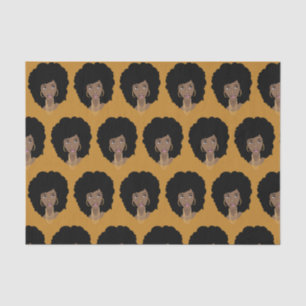 Black Woman, Natural Hair, Mustard Yellow Tissue Paper