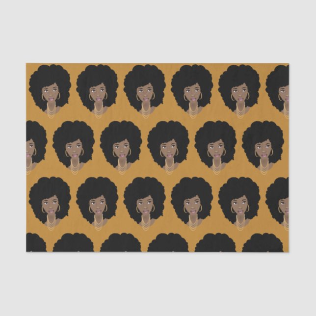 Black Woman, Natural Hair, Mustard Yellow Tissue Paper (Front)