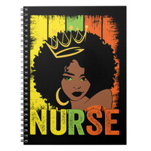 Black Woman Nurse Afro Melanin Vintage Black Histo Notebook