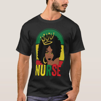 Black Woman Nurse Afro Melanin Vintage Black Histo T-Shirt