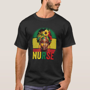 Black Woman Nurse Afro Melanin Vintage Black Histo T-Shirt