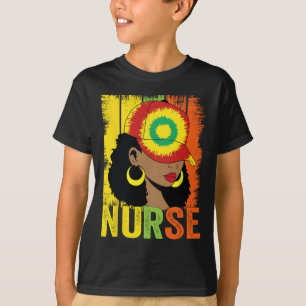 Black Woman Nurse Afro Melanin Vintage Black Histo T-Shirt