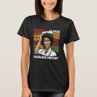 Black Woman Nurse Afro Retro Black History Month W T-Shirt