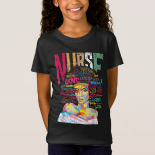 Black Woman Nurse Afro Retro Cool Black History Mo T-Shirt
