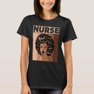 Black Woman Nurse Afro Retro Cool Black History Mo T-Shirt