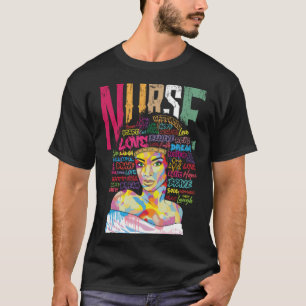 Black Woman Nurse Afro Retro Cool Black History Mo T-Shirt