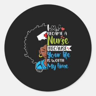 Black Woman Nurse Black History Month Nursing Scru Classic Round Sticker
