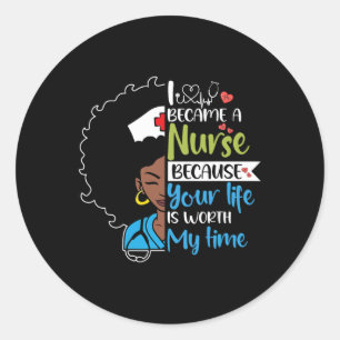 Black Woman Nurse Black History Month Nursing Scru Classic Round Sticker