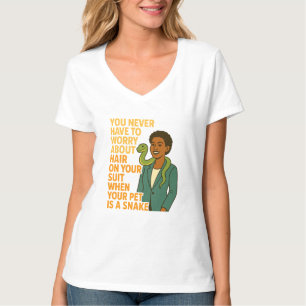 Black Woman & Pet Snake – No Suit Hair Funny Quote T-Shirt