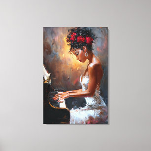 Black Woman Pianist Wall Art Modern Afrocentric