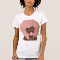 Black Woman, Pink Afro, Popping Pink Bubblegum